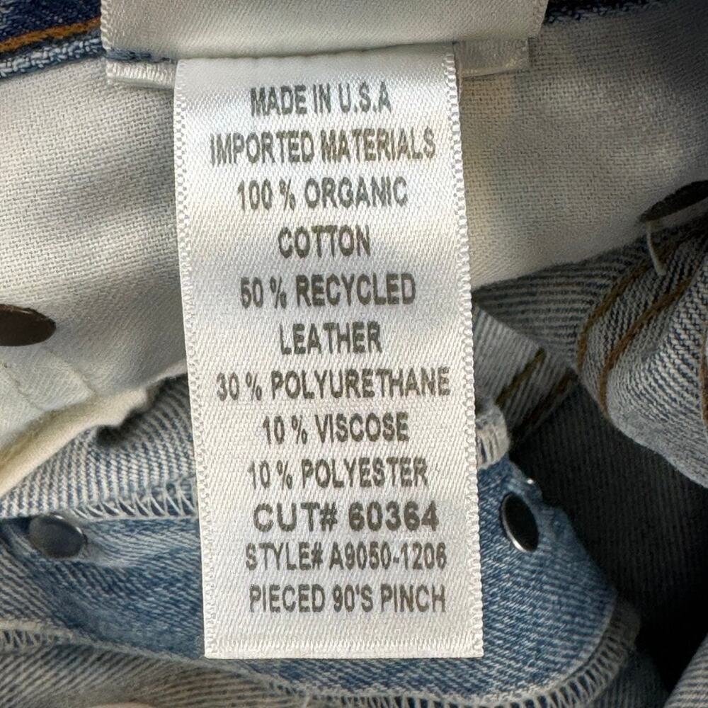 Agolde Jeans Pieced 90's Pinch Waist Jeans Leather Blue size 26 Flaw - Picture 6 of 7